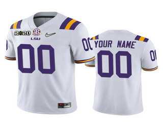 Men%27s LSU Tigers Customized White 2020 National Championship Game Jersey->customized ncaa jersey->Custom Jersey